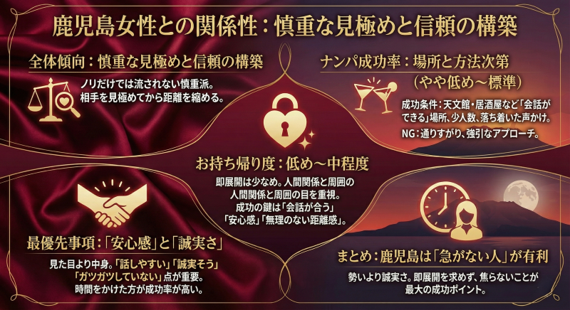 鹿児島女性のナンパ成功率・お持ち帰り度
