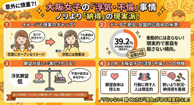 大阪女性の浮気・不倫事情