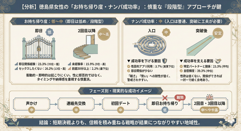徳島のナンパ成功率・お持ち帰り度