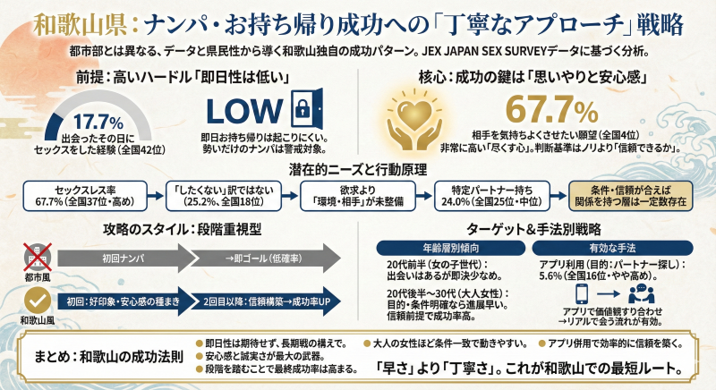 和歌山のナンパ成功率・お持ち帰り率