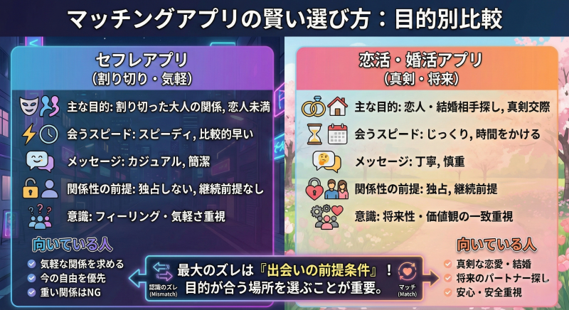 マッチングアプリ目的別比較